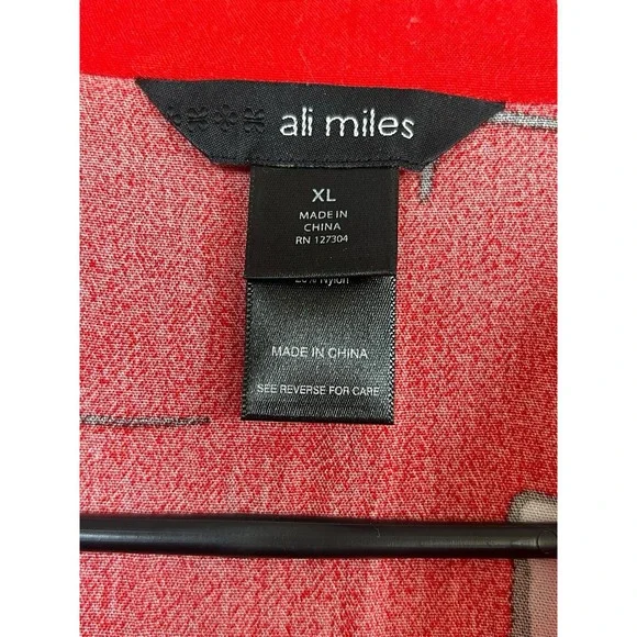 Ali Miles Red Geometric Abstract Button Front‎ Tunic Wired Collar Art to Wear XL - Picture 6 of 11